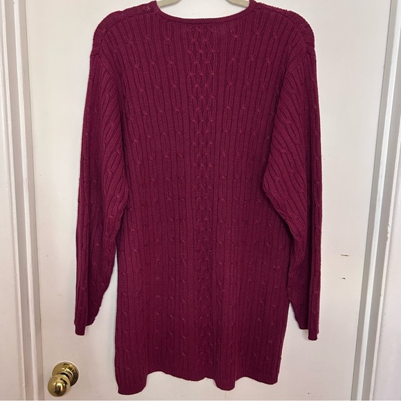 Paul Harris Design Burgundy Cable Knit Sweater | Vintage Ramie Cotton Size L - Picture 3 of 6